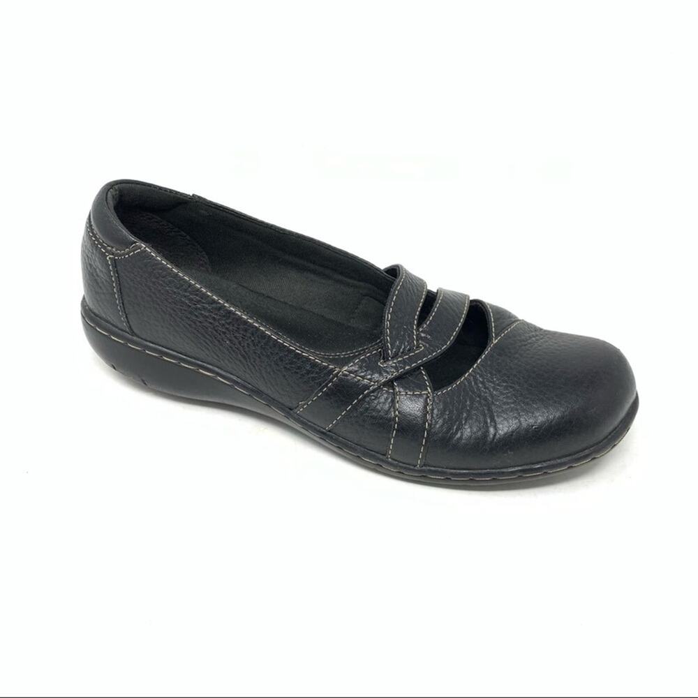 Clarks Bendables Sixty Cruise Black Tumbled Leather Mary Jane Slip On Loafer 7.5